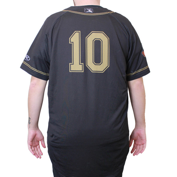 BLACK AND GOLD JERSEY #10 SIZE 48-XL, SACRAMENTO RIVER CATS
