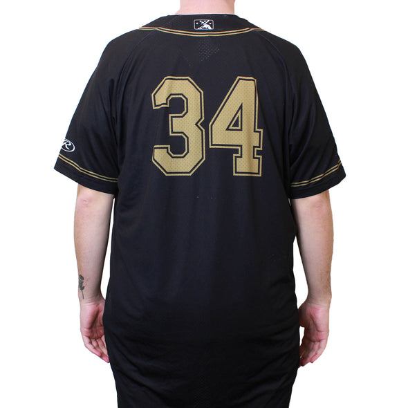 BLACK AND GOLD JERSEY #34 SIZE 48-XL, SACRAMENTO RIVER CATS
