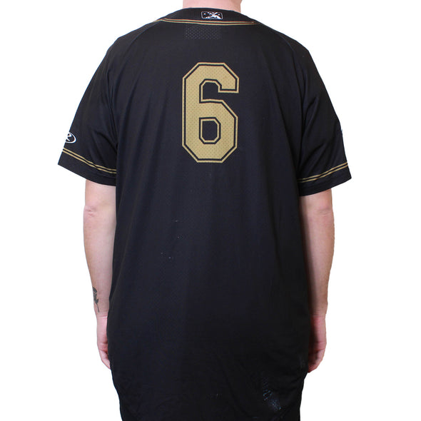 BLACK AND GOLD JERSEY #6 SIZE 48-XL, SACRAMENTO RIVER CATS