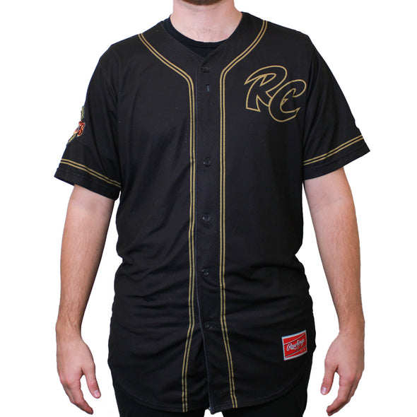 BLACK AND GOLD JERSEY #52 SIZE 44-L, SACRAMENTO RIVER CATS