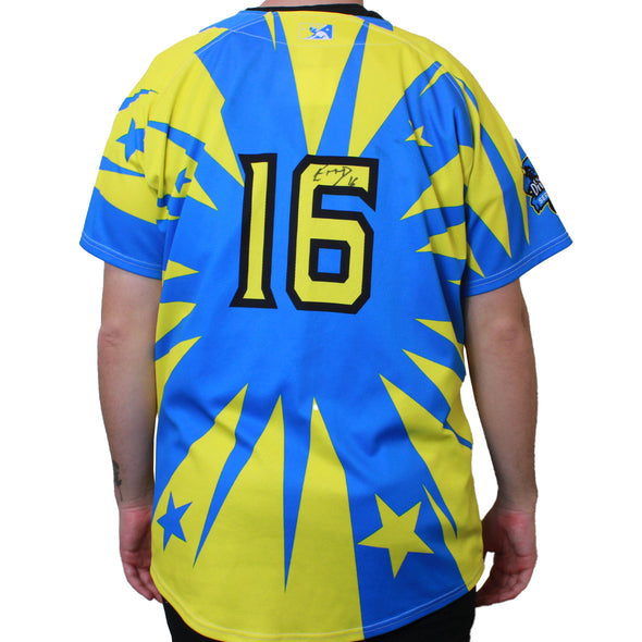 BLUE AND YELLOW DORADOS JERSEY #16 SIZE 48-XL, SACRAMENTO RIVER CATS