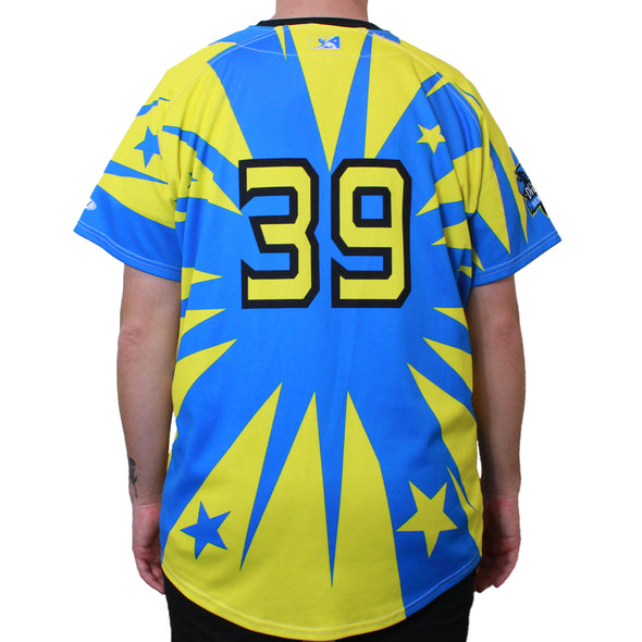 BLUE AND YELLOW DORADOS JERSEY #39 SIZE 48-XL, SACRAMENTO RIVER CATS