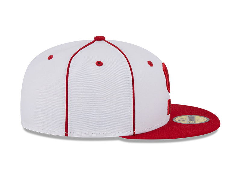 White and red fitted hat top
