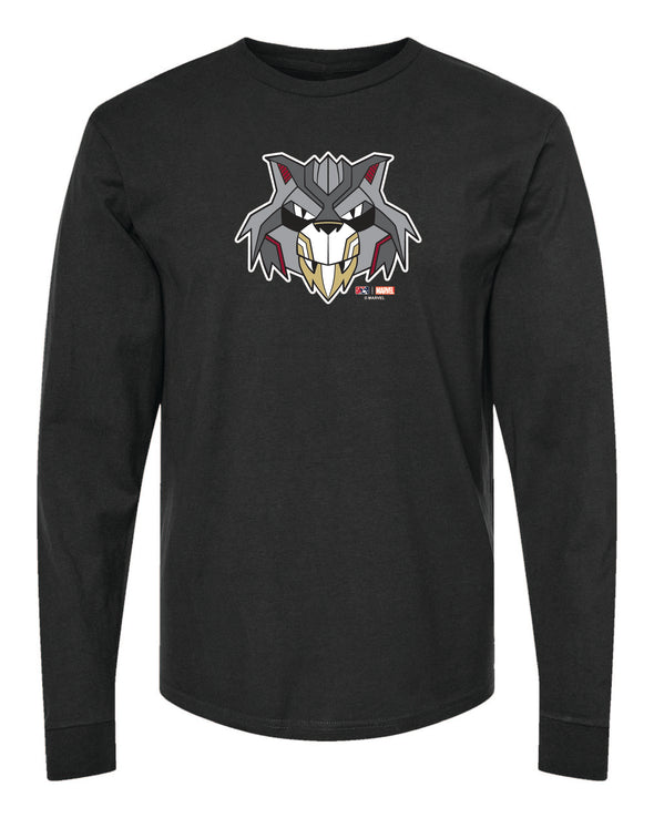SACRAMENTO RIVER CATS MARVEL'S DEFENDERS OF THE DIAMOND BLACK PRIMARY LONG SLEEVE T - ADULT